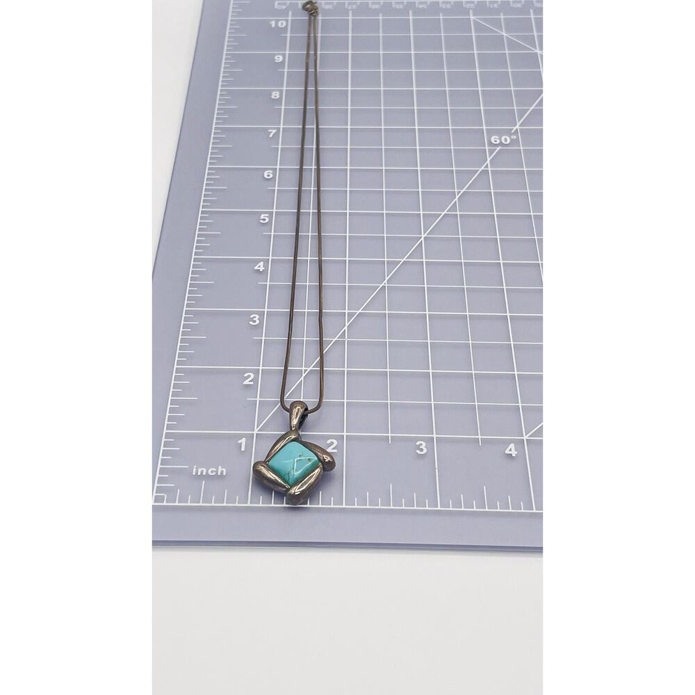 925 Silver Necklace Irregular Rectangle Pendant B… - image 4